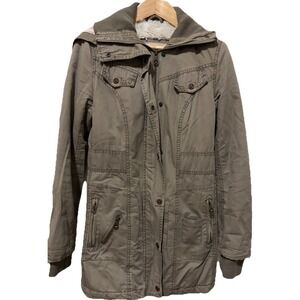 Miss Top Gun Utility Parka Jacket Green Pinup Lined Hood Shearling Size XS